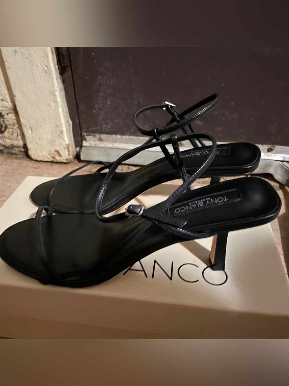 Tony Bianco Black Strappy Thin-Heel Sandals